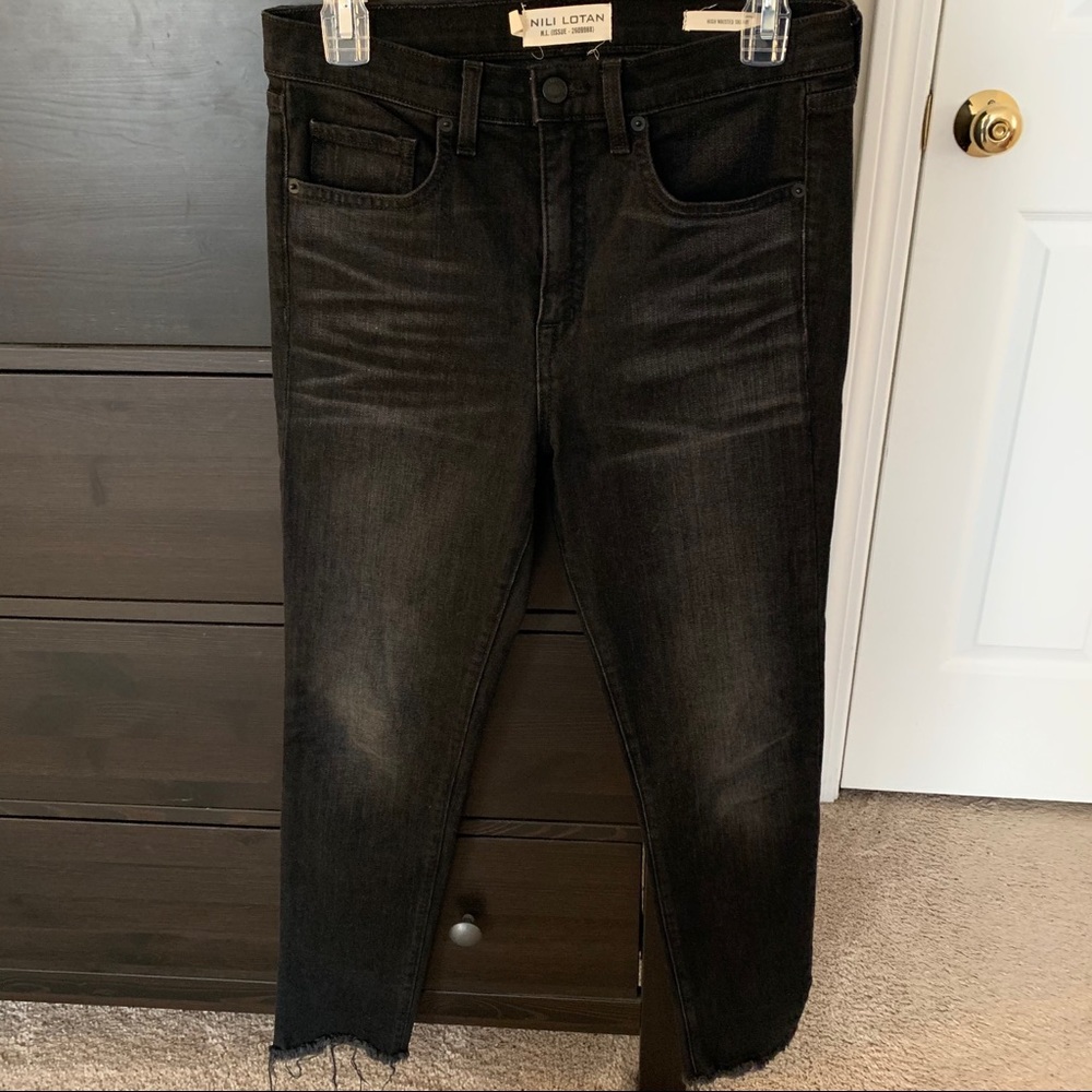 nili lotan black high waisted skinny jeans